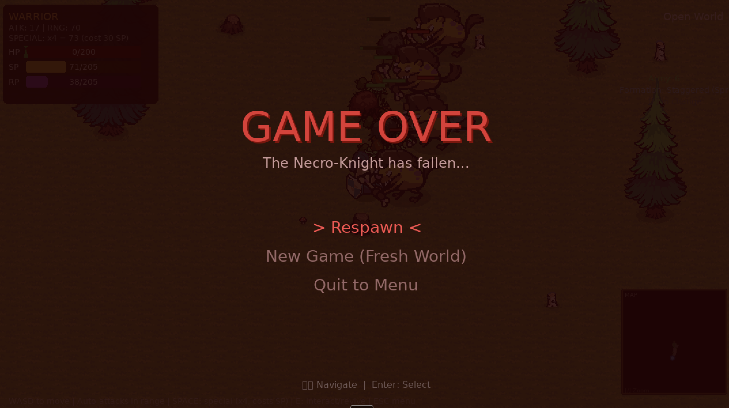 Game Over Screen